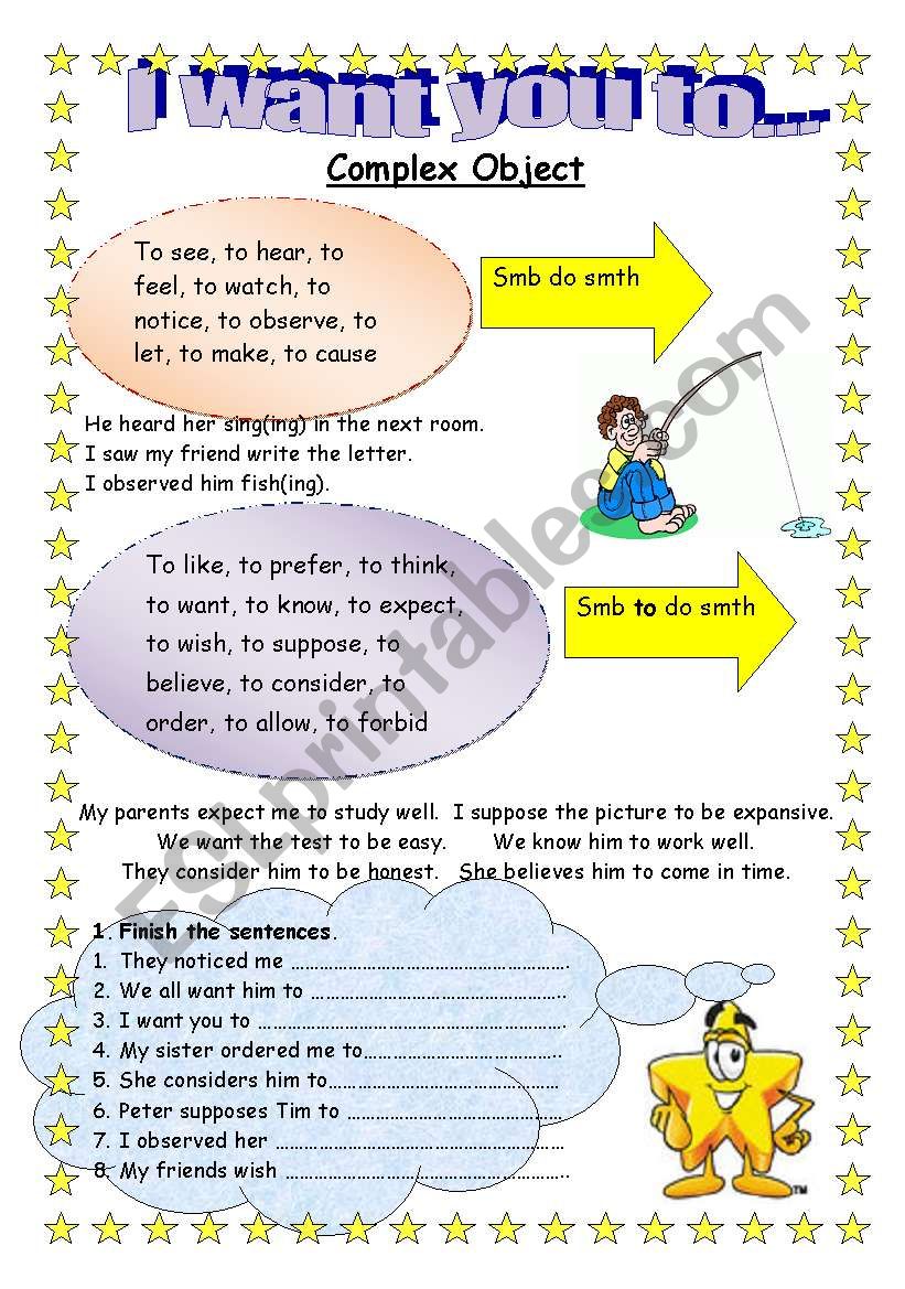 I want you to... worksheet