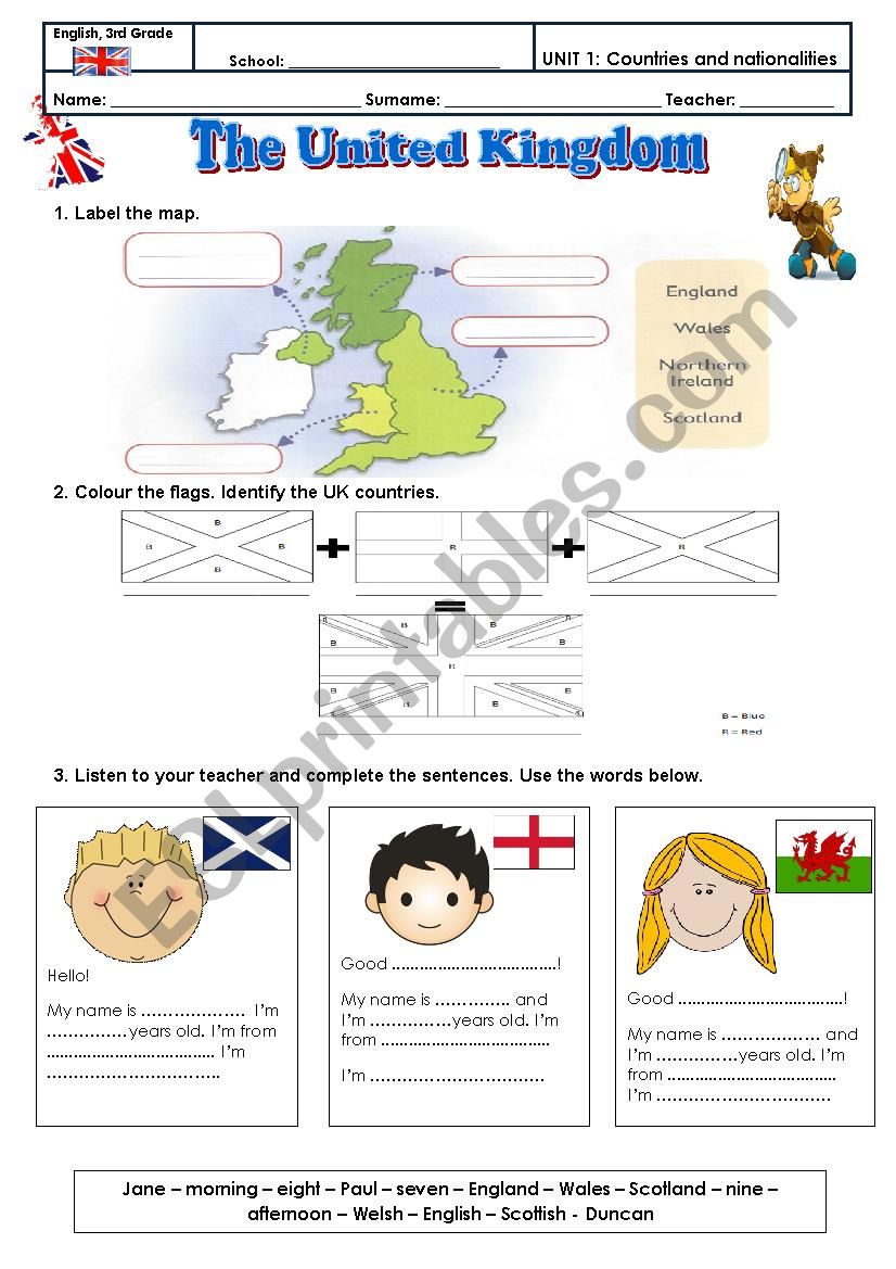 Countries and Nationalities worksheet