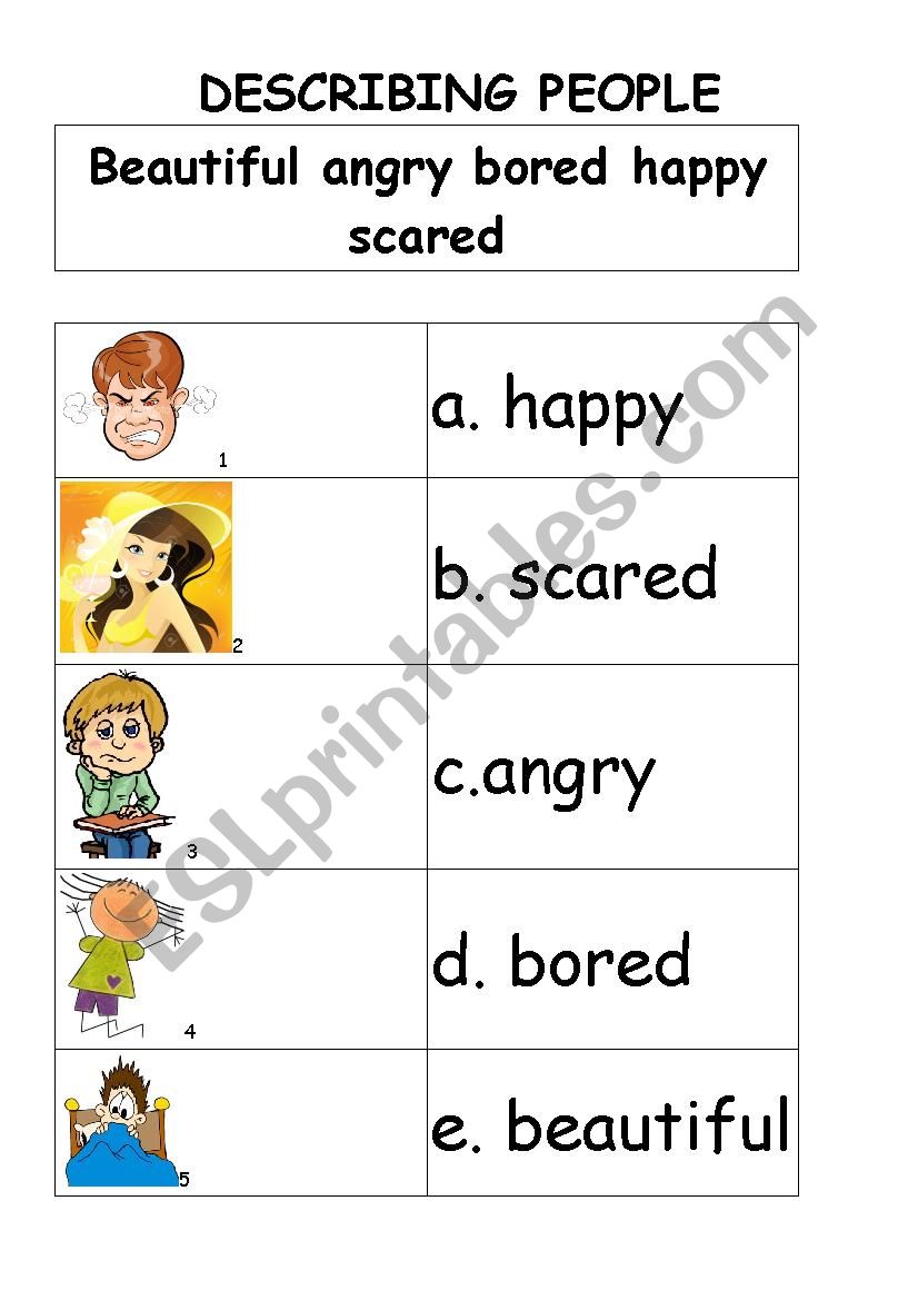 DESCRIBING PEOPLE BEGINNER worksheet