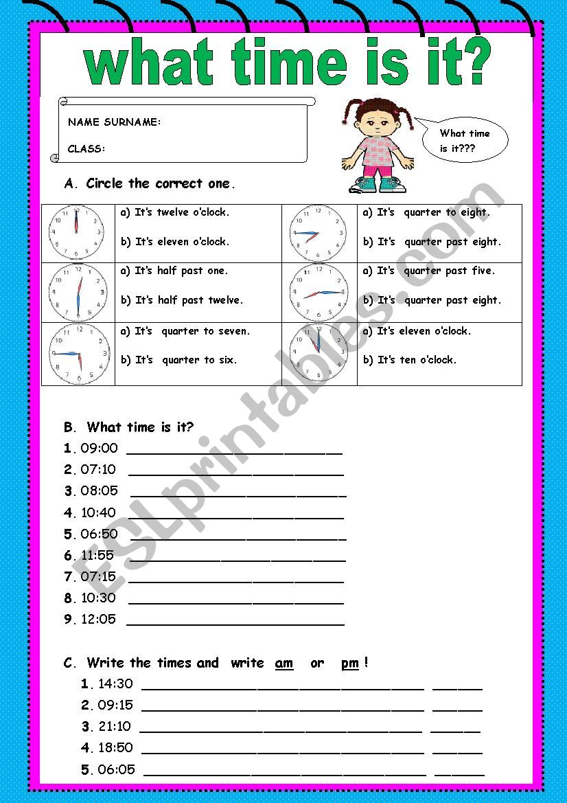 What time is it ? worksheet