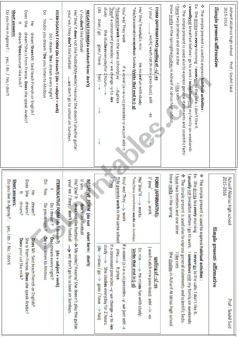 Simple present worksheet