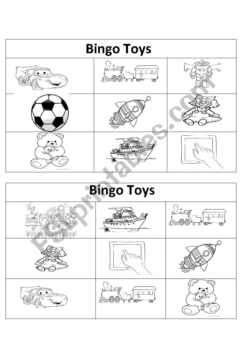 toys bingo worksheet