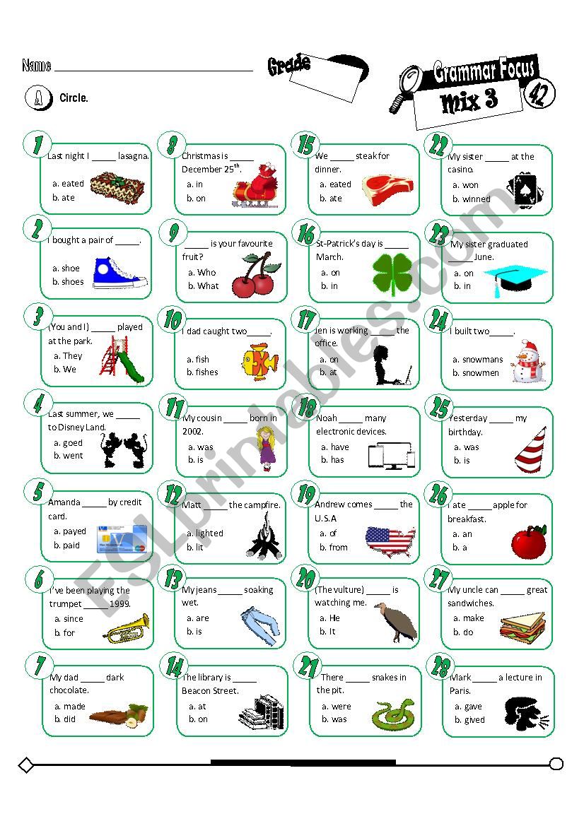 Grammar Focus Series_42_Mix 5 (Editable +  Key Included)