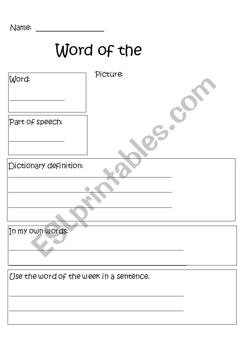 Word of the Week worksheet