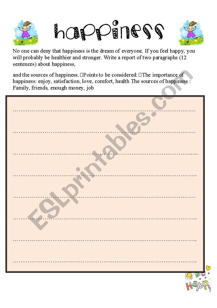 Happiness worksheet