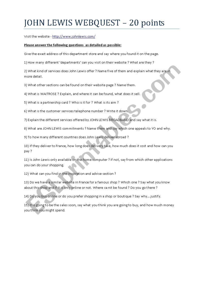 John Lewis Webquest worksheet