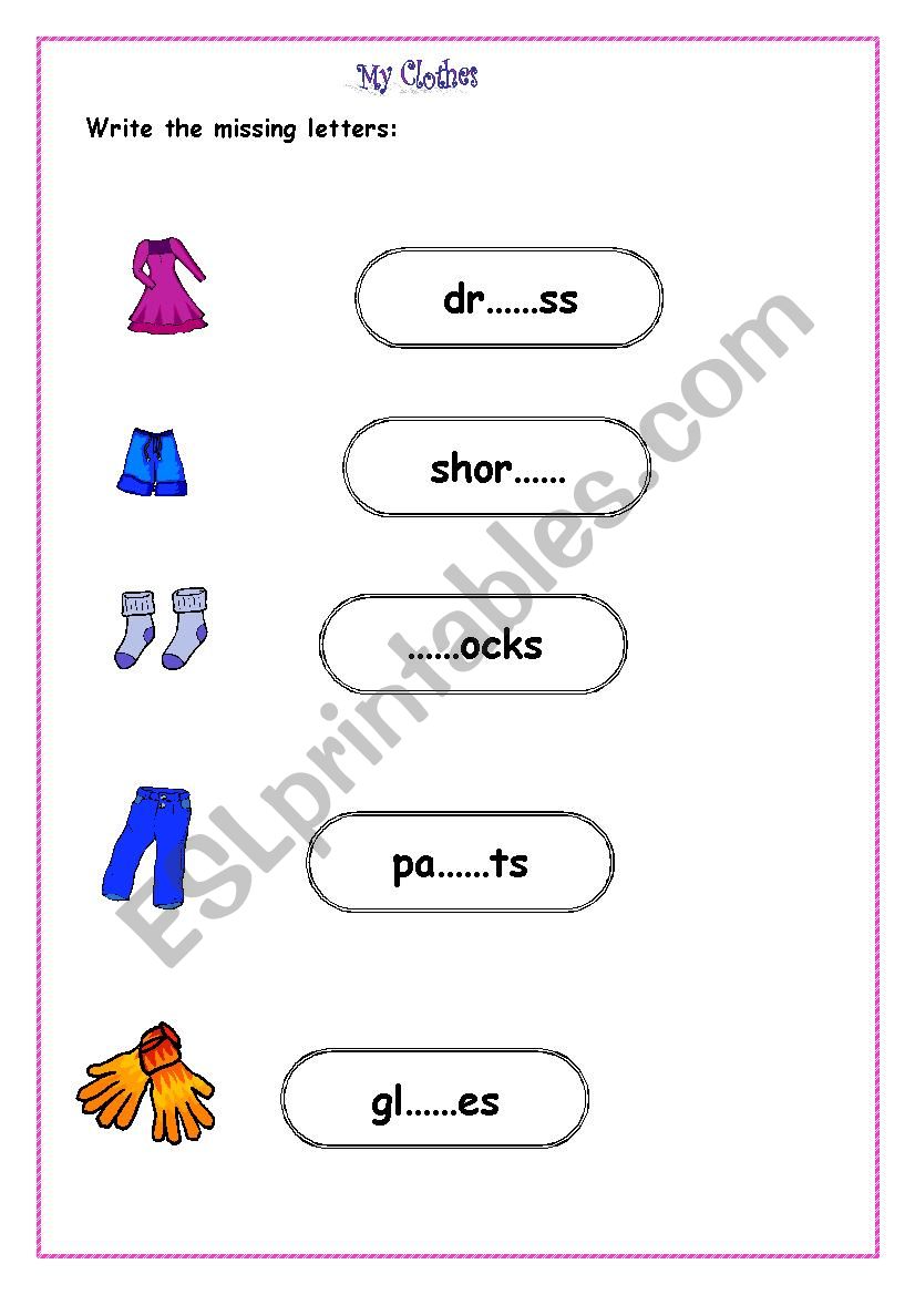 My Clothes worksheet