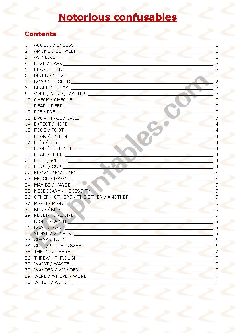 Confusing words - part 2 worksheet Confusing words - part 2 worksheet