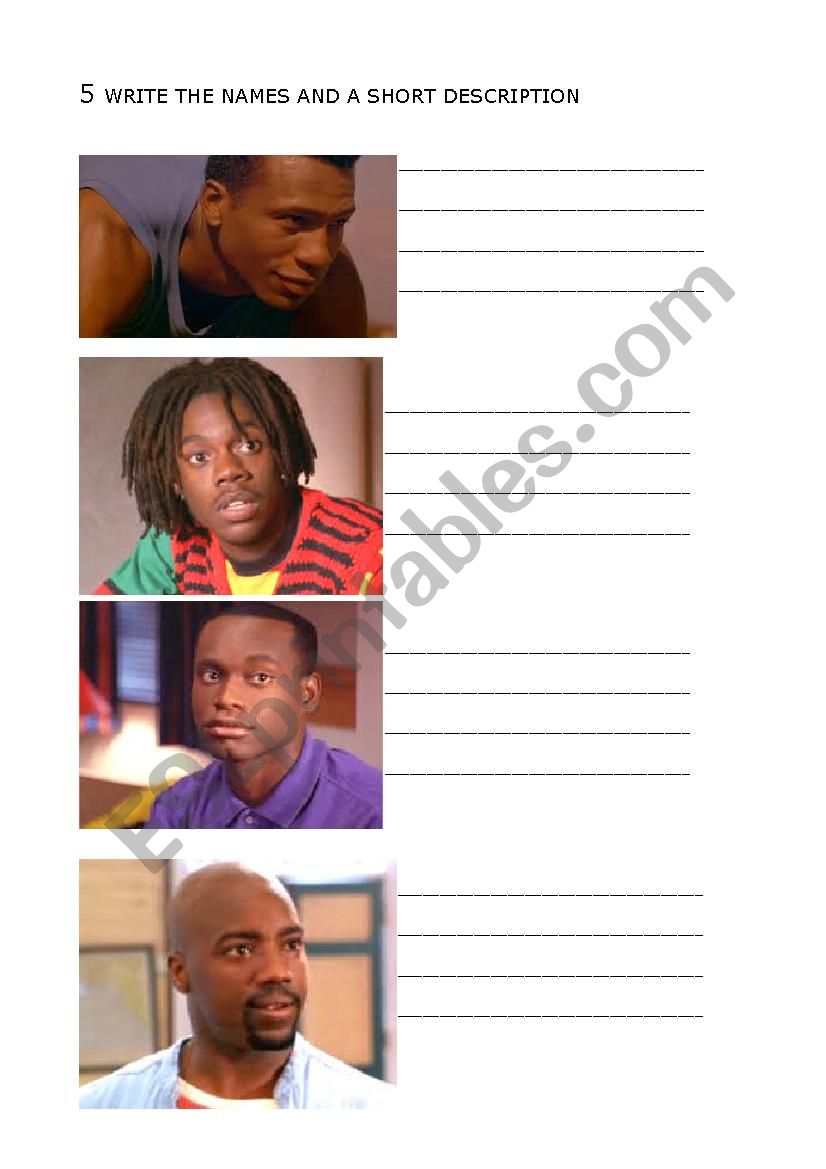 Cool runnings: characters worksheet