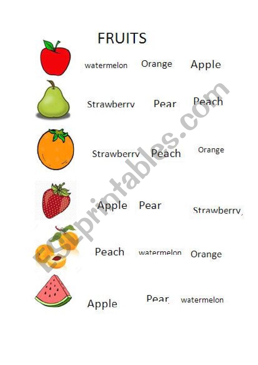 Fruits worksheet