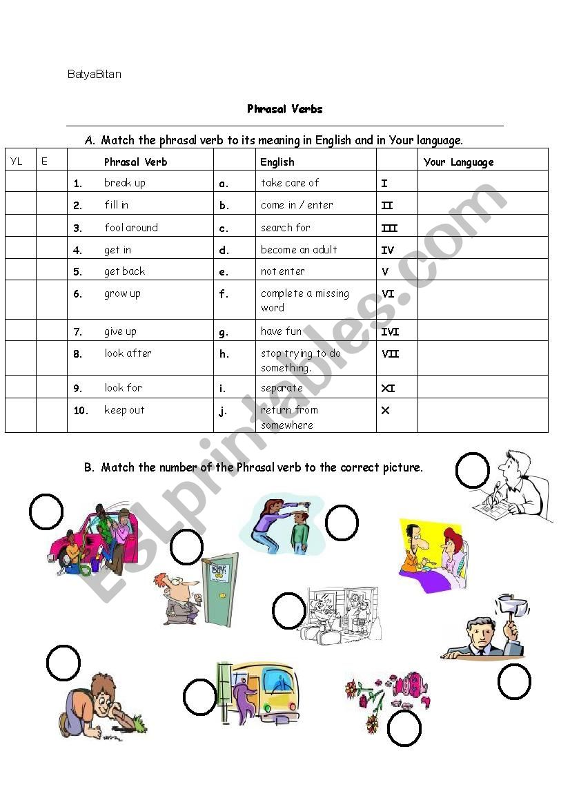 phrasal verbs worksheet