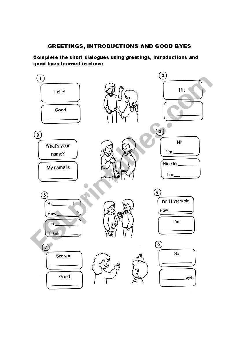 GREETINGS AND GOOD BYES worksheet