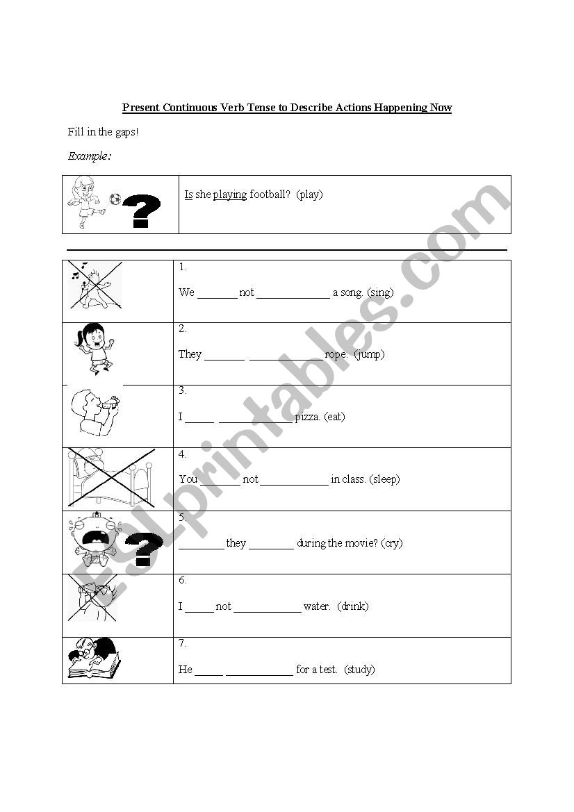 Present Continuous Worksheet! worksheet