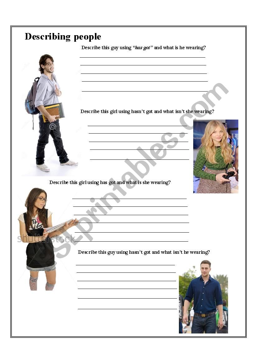 Describing People worksheet