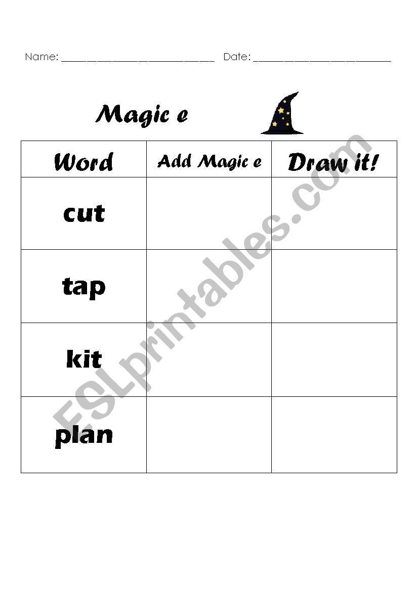 Add Magic e worksheet