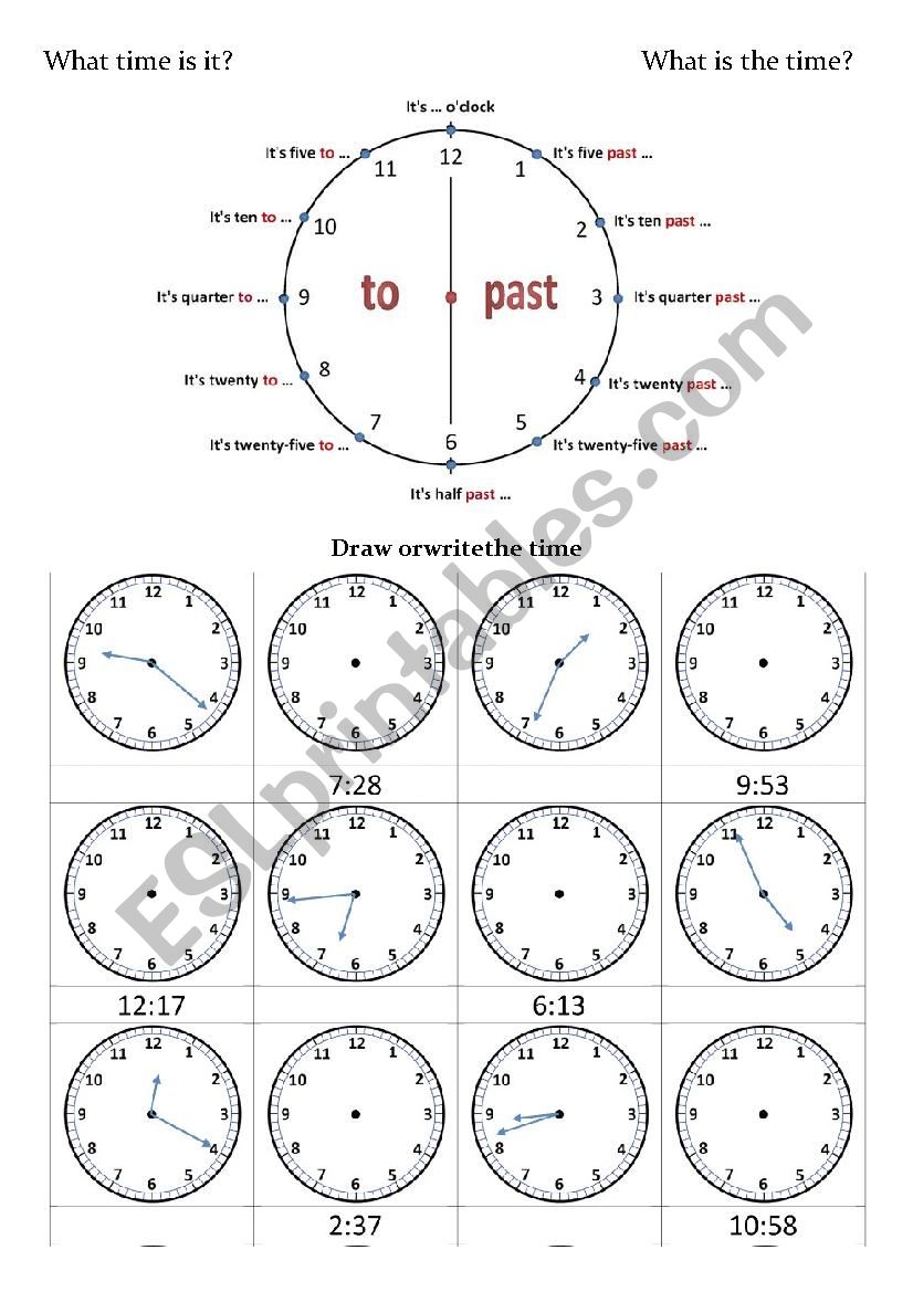 Telling the time worksheet