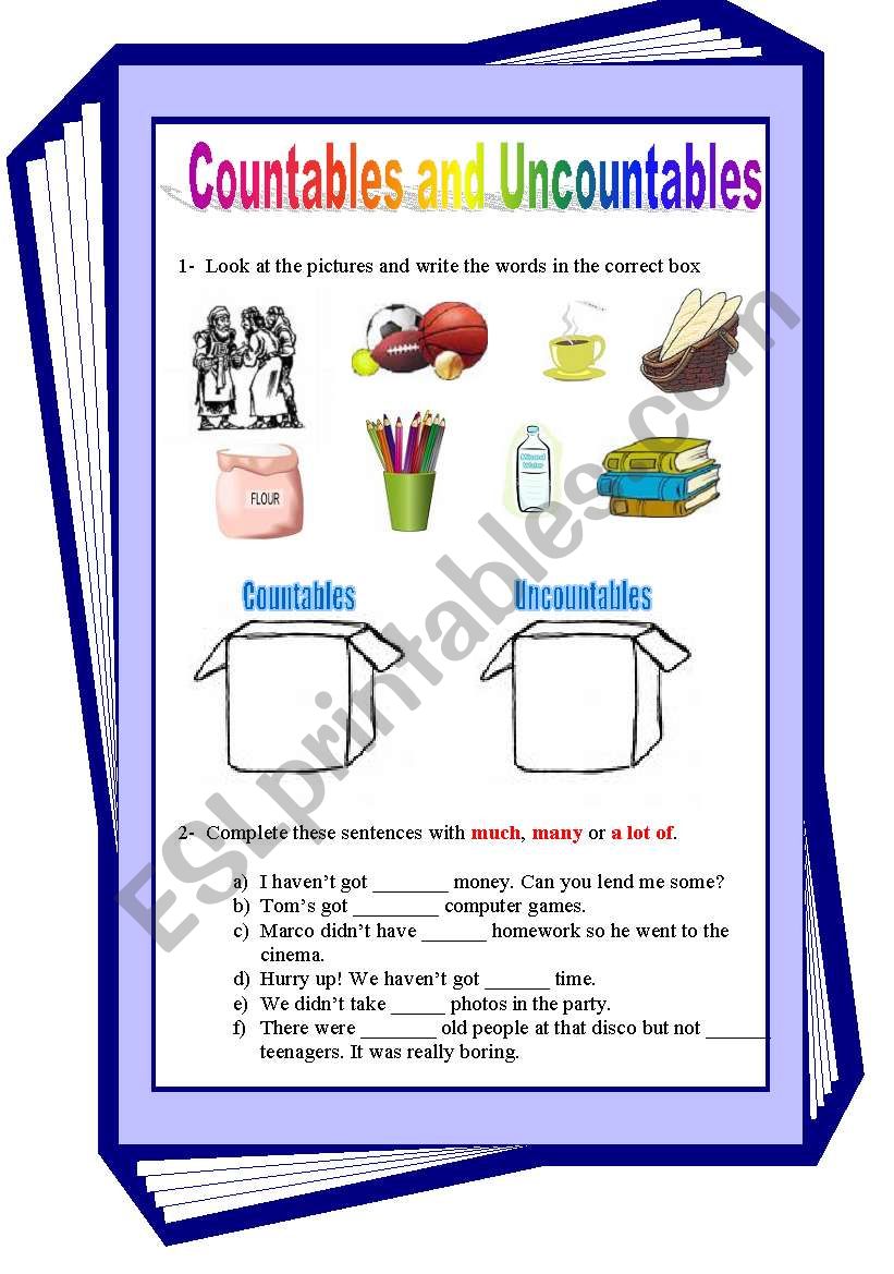 Countables and uncountables worksheet