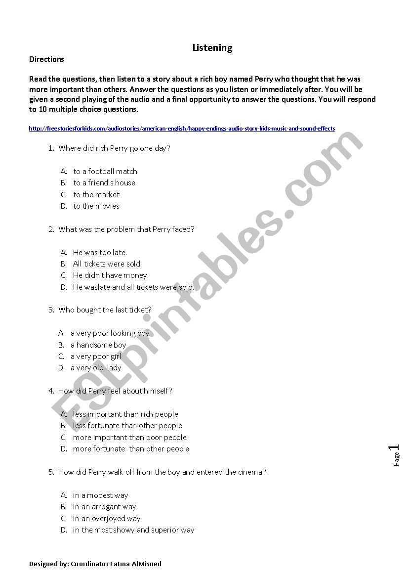 A Test for an End of a Semester