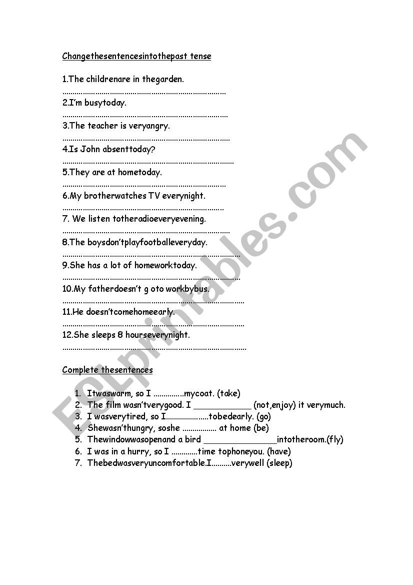 simple past tense worksheet