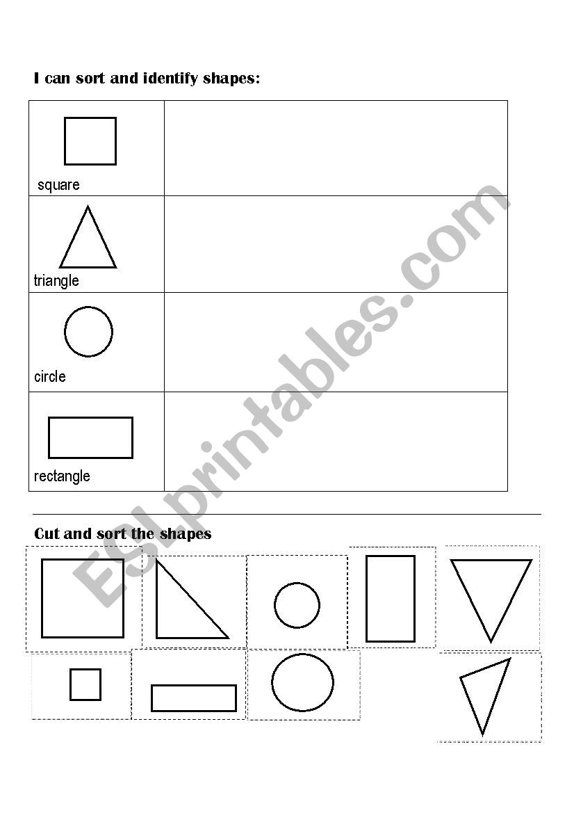 Sort and Classify Shapes (Cut and paste)