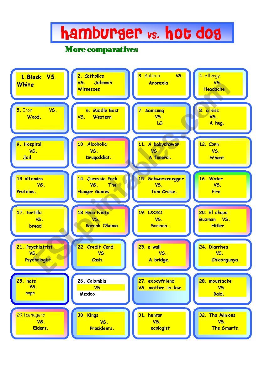 Comparative boardgame for  latins