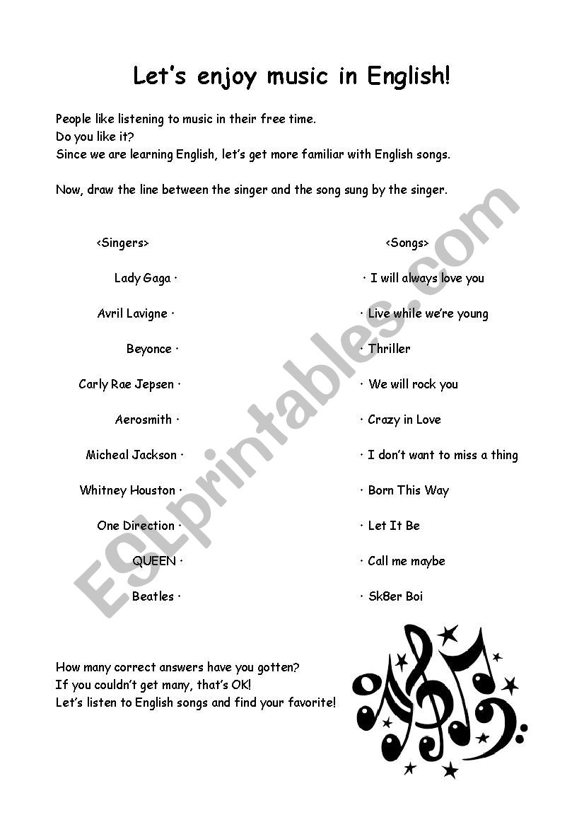 English Songs worksheet
