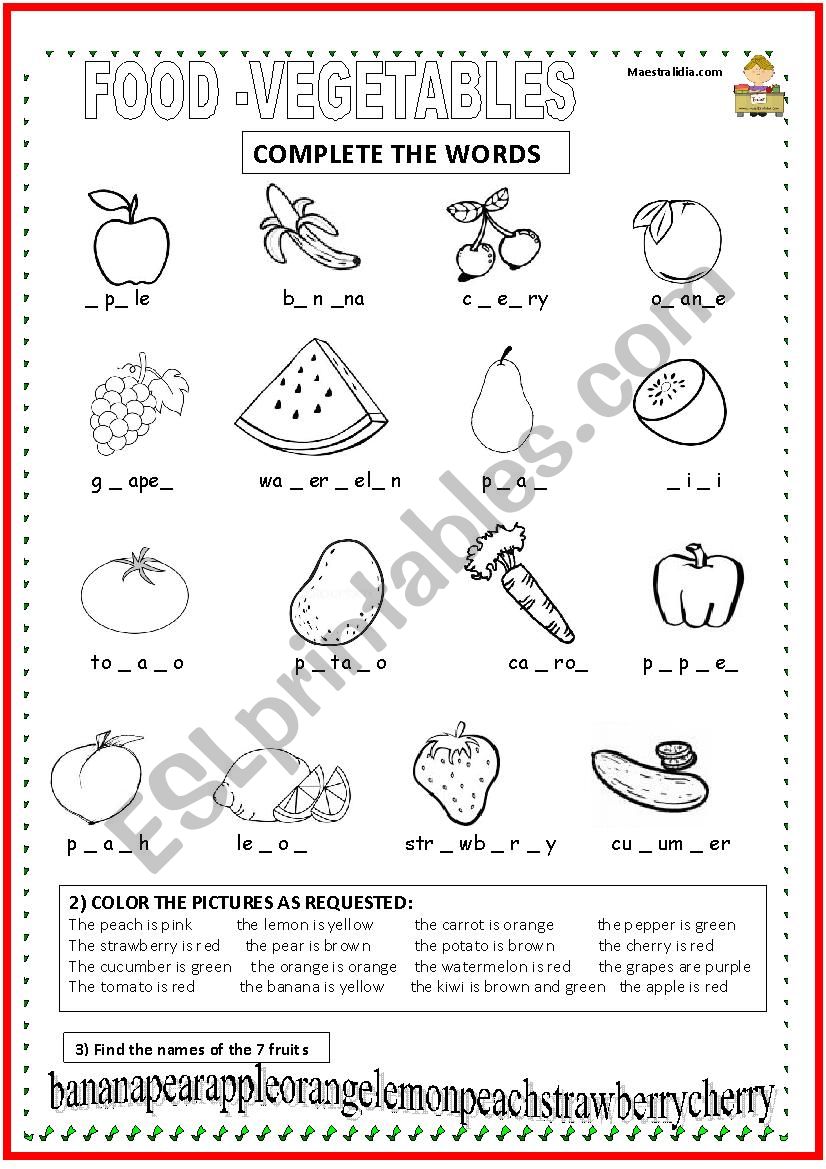 fruit and vegetables activities