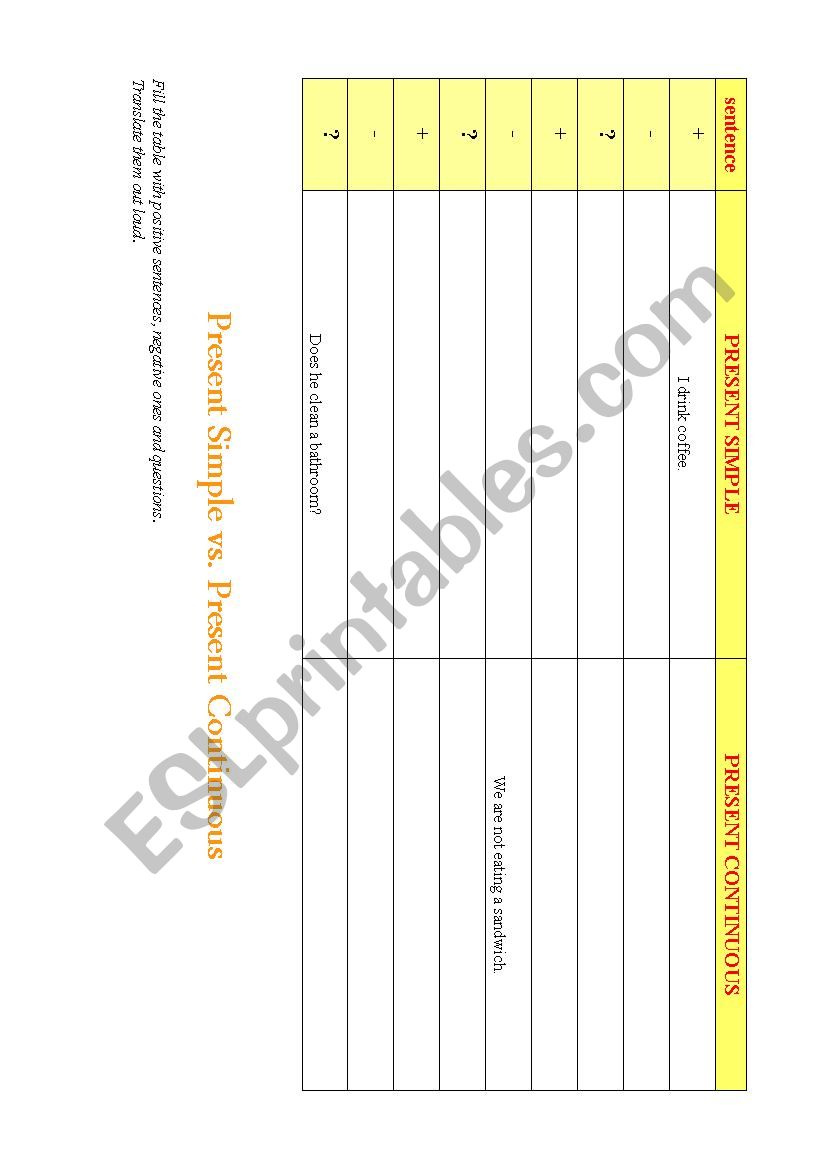 Present Simple vs Continuous worksheet