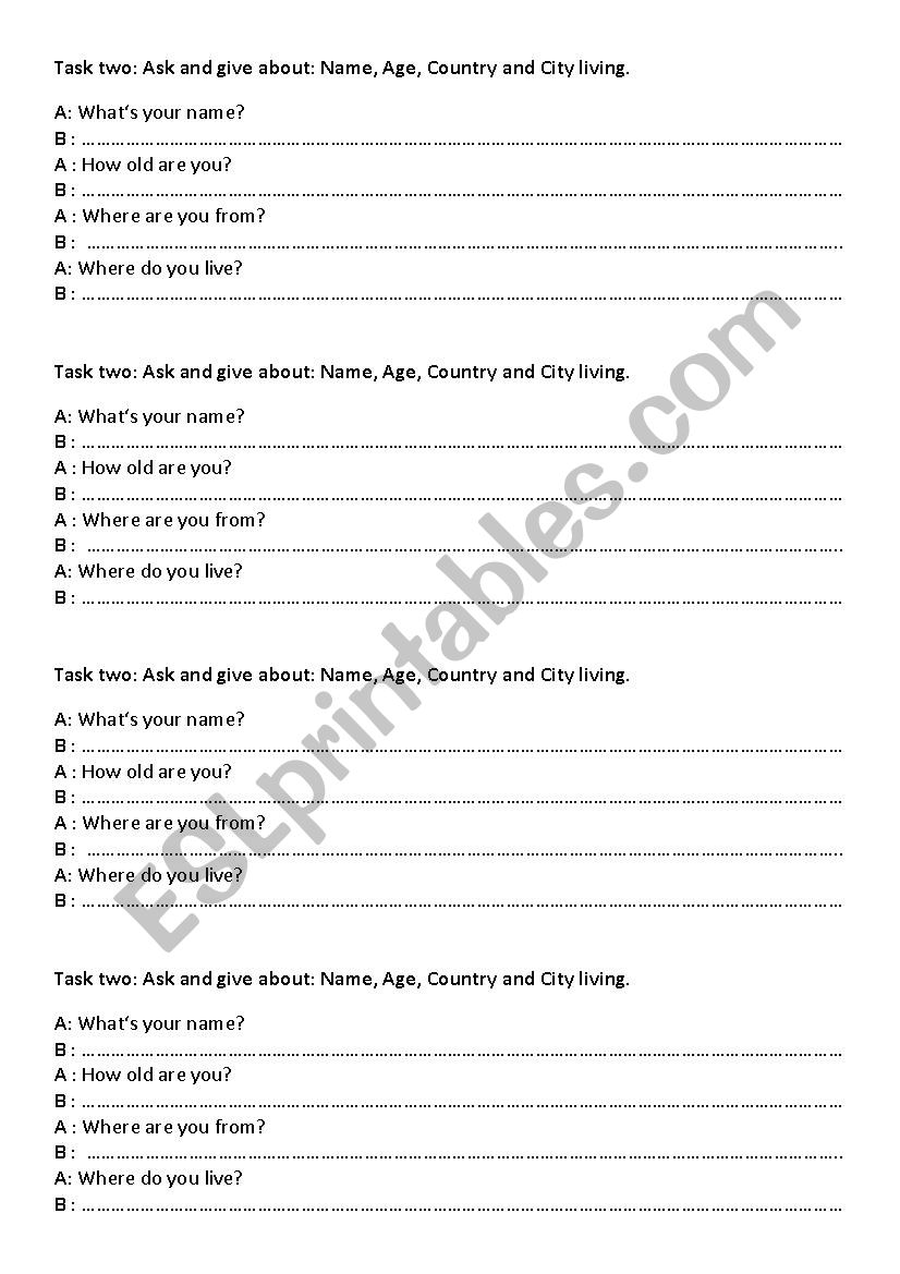 Ask & Give worksheet