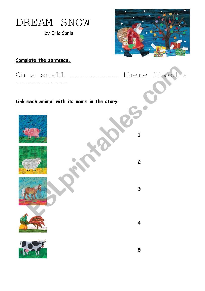 Dream Snow by Eric Carle worksheet