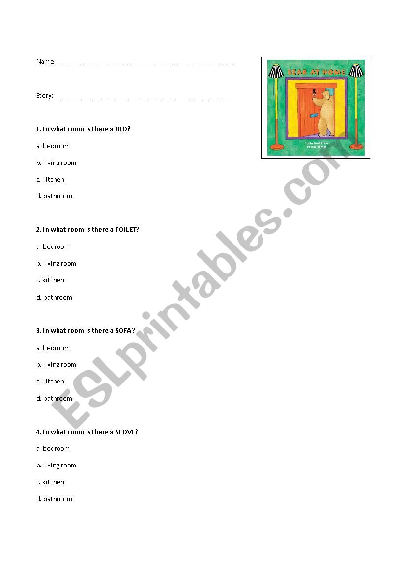 Bear at Home worksheet