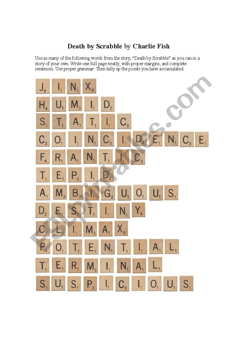 Death by Scrabble - Charlie Fish   Essay writing activity