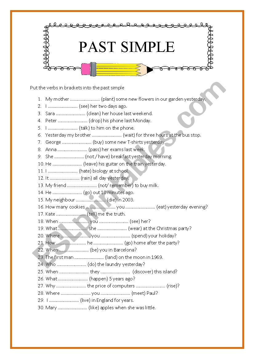 Past Simple Exercise worksheet