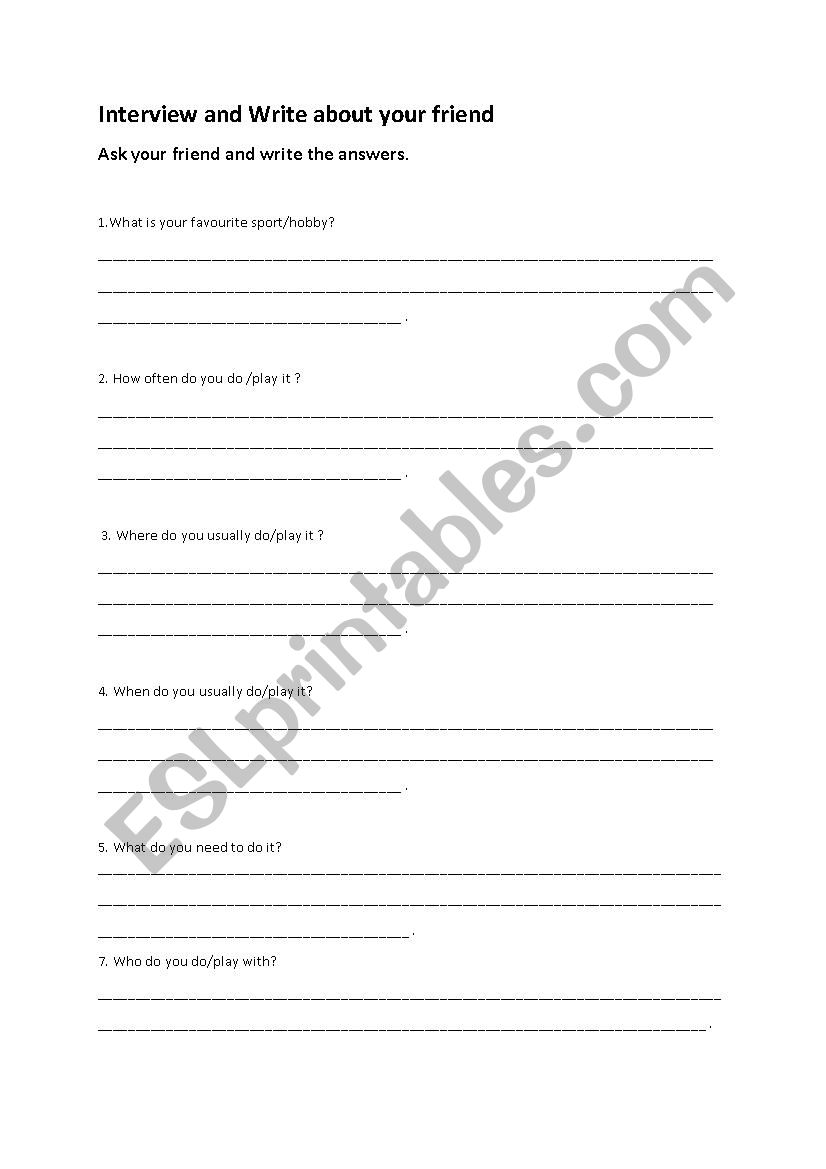 Sports worksheet