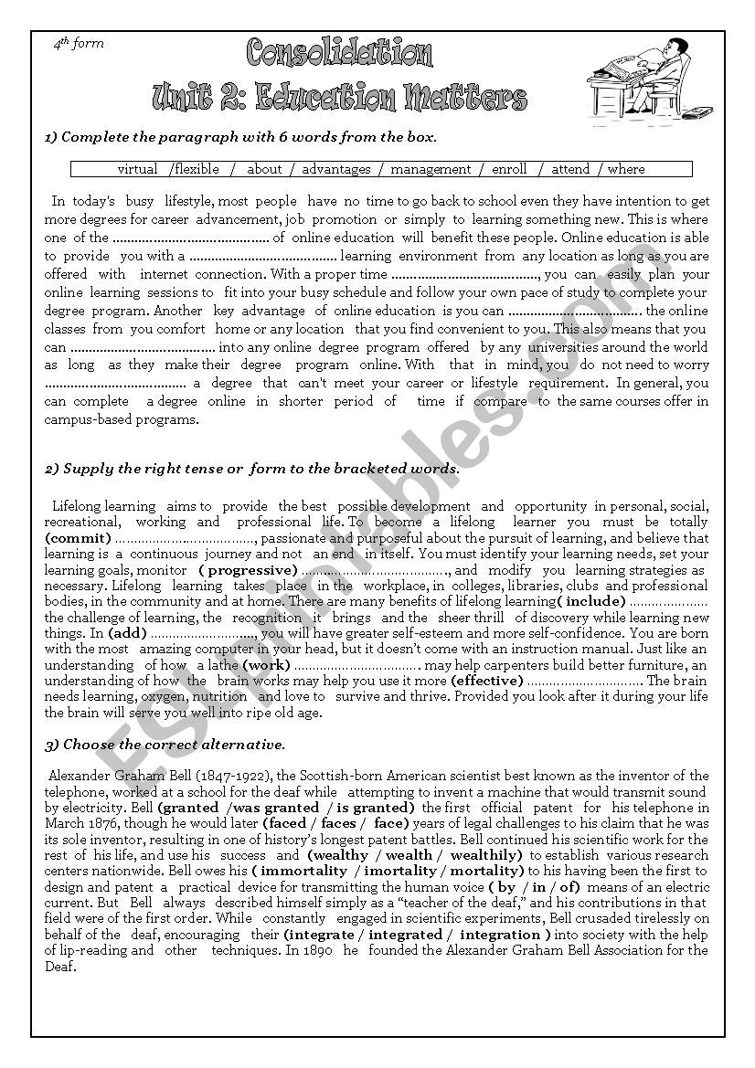 unit 2  consolidation (4th form)