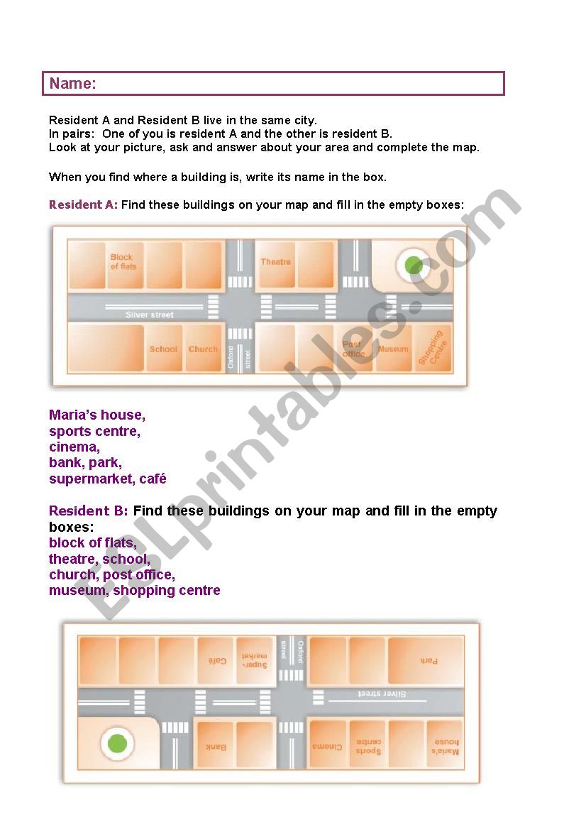 My city (3/4) worksheet