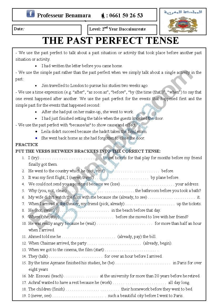 THE PAST PERFECT TENSE: FORM & CONTEXTS OF USE 