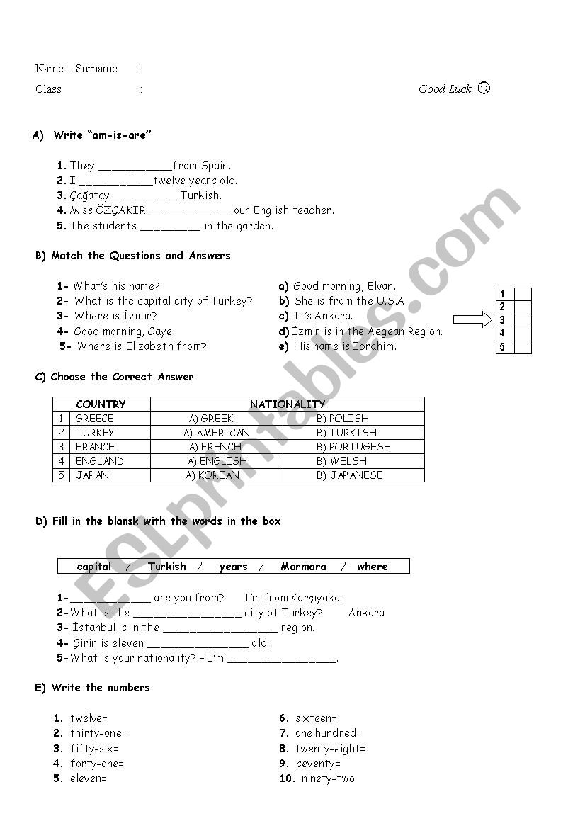 a quiz worksheet