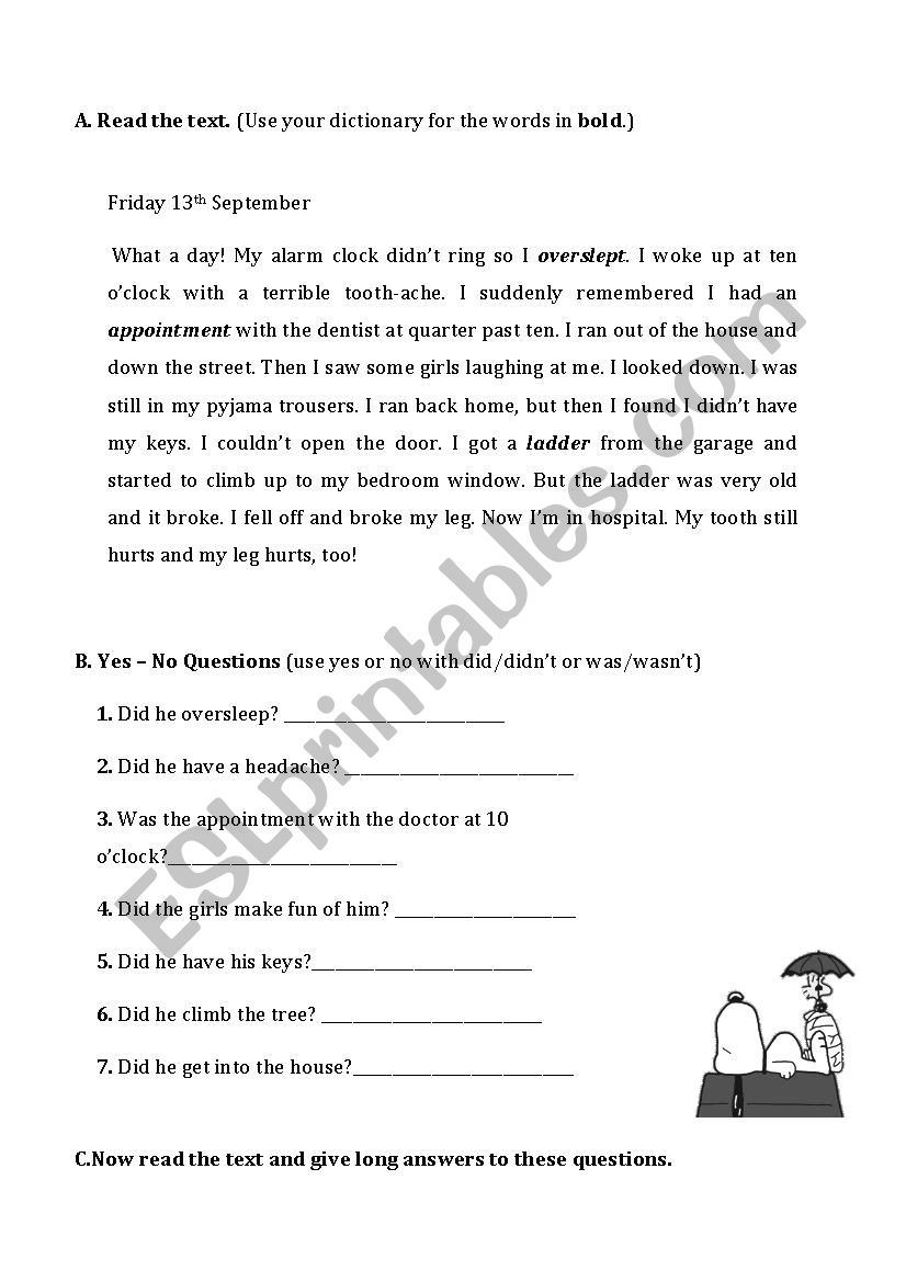 reading comprehension worksheet