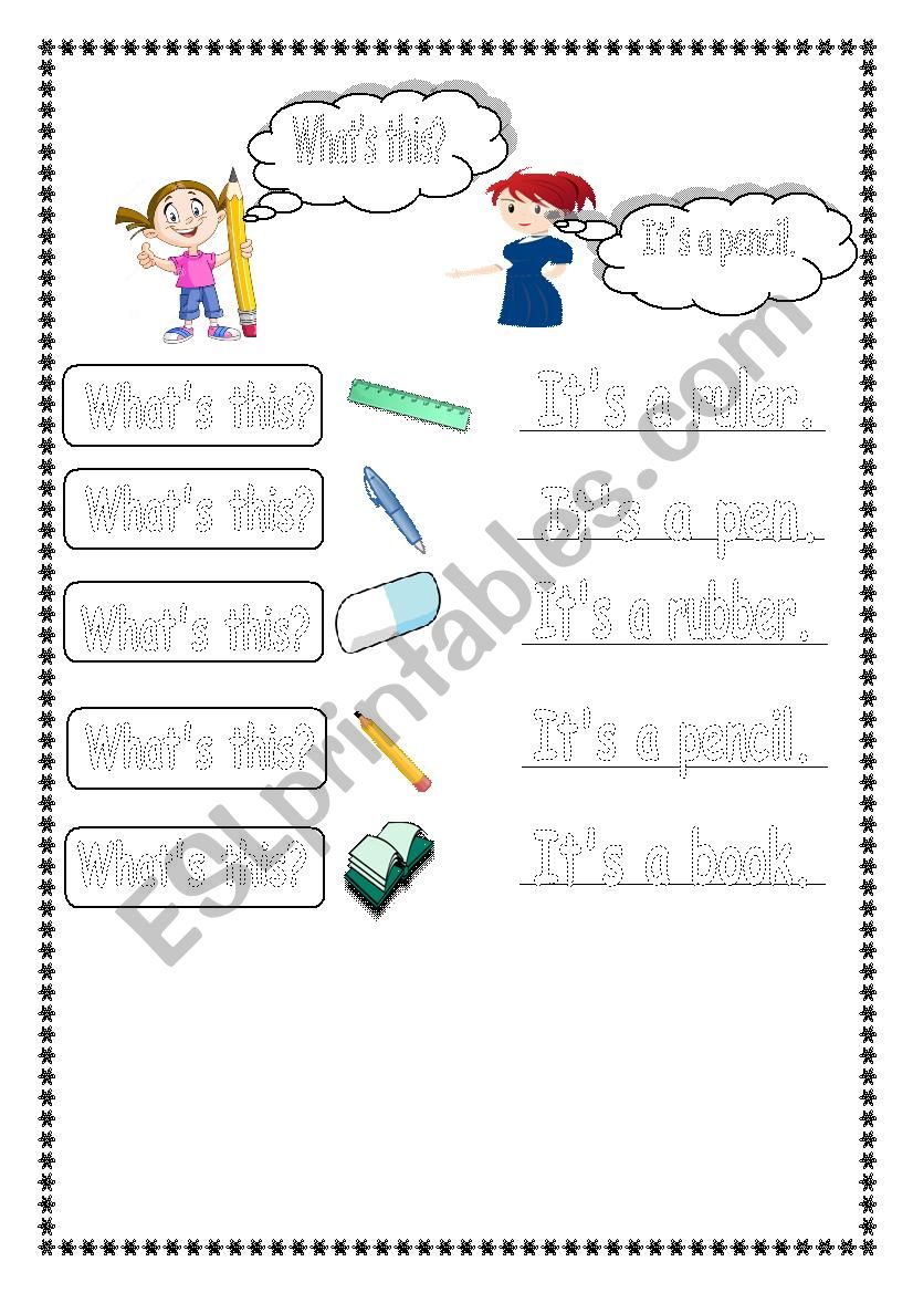School Objects Whats this? worksheet