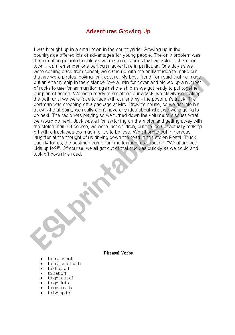 Phrasal Verbs  worksheet