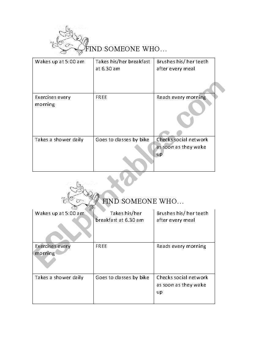 Find Someone Who.... Bingo worksheet