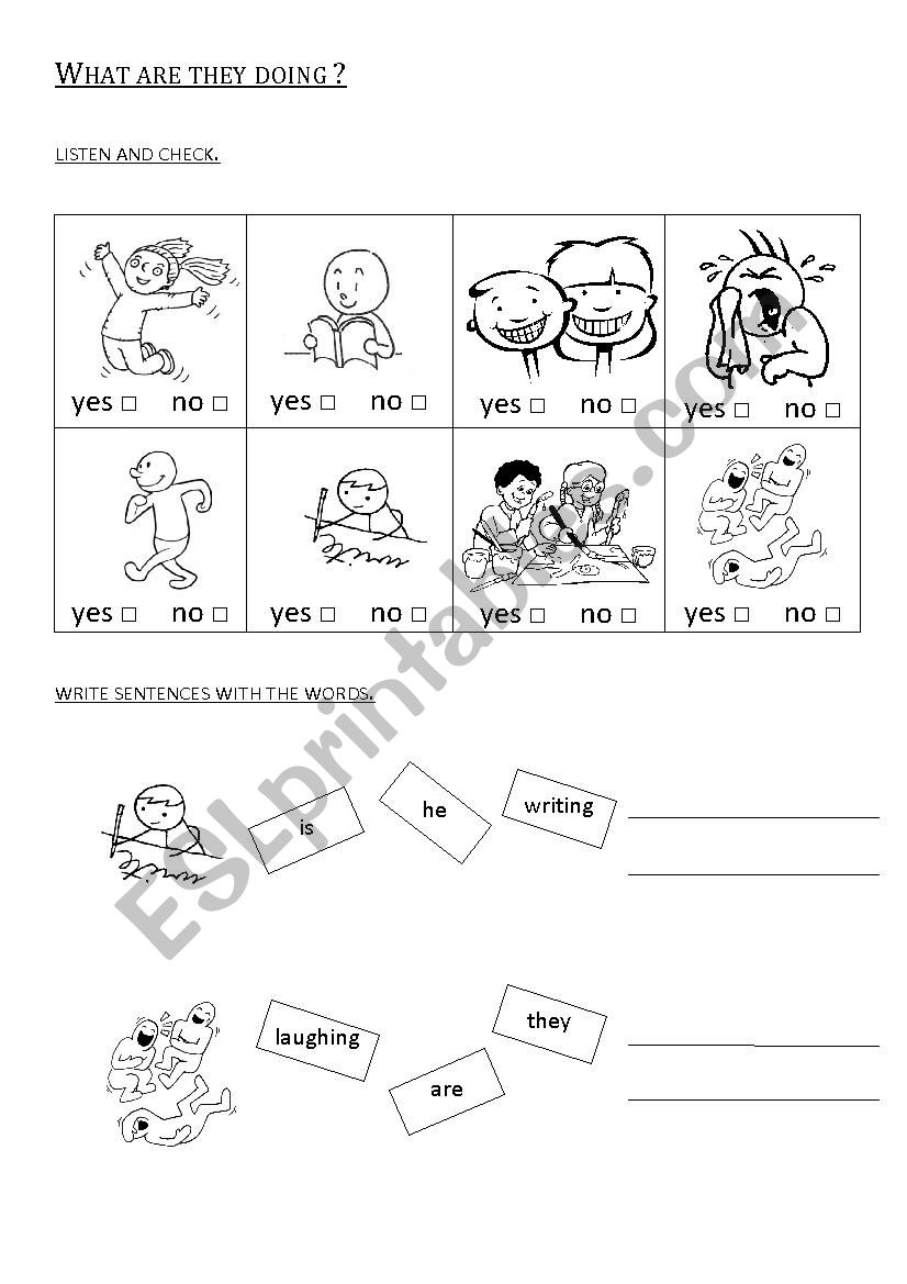 What are they doing ? worksheet