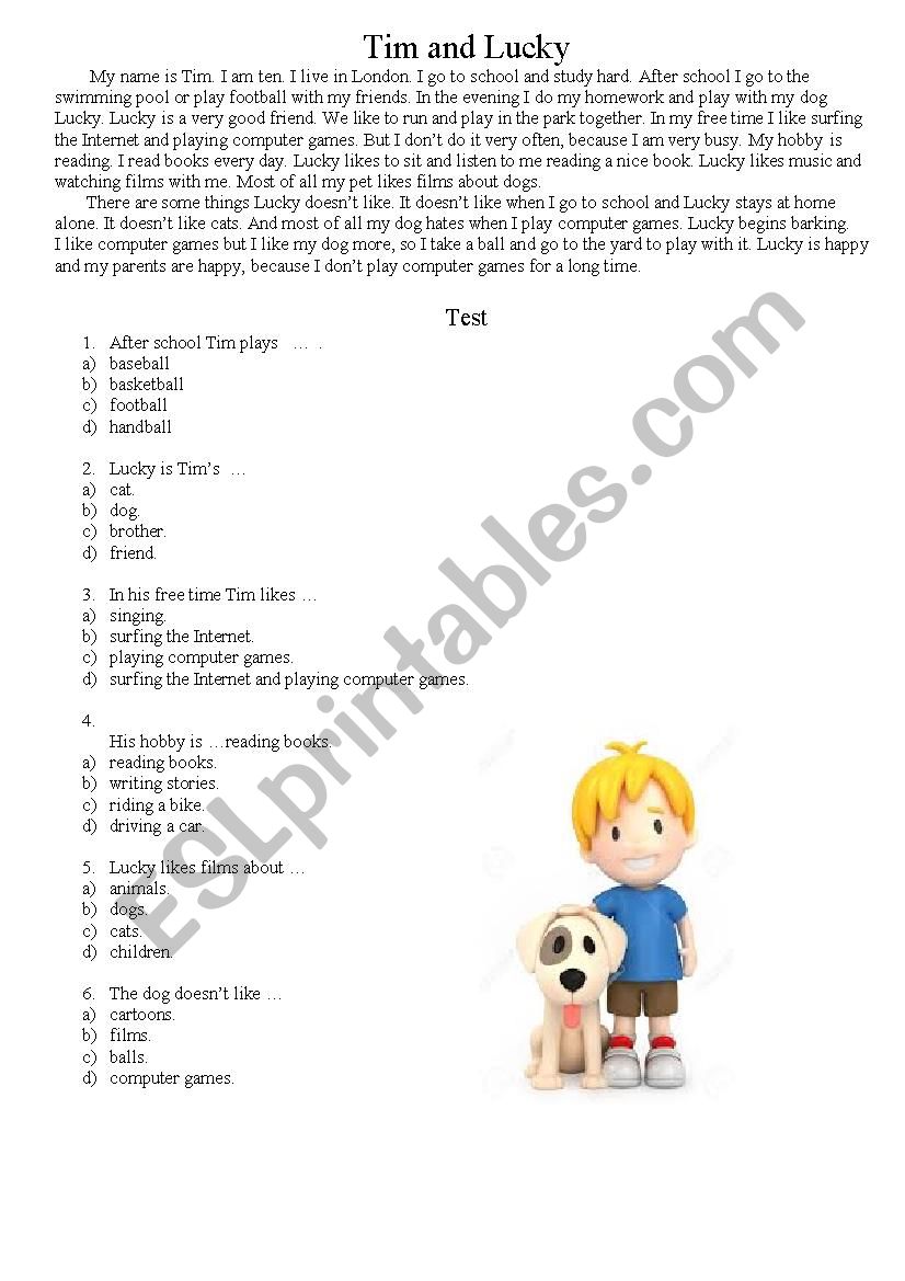 Tim and Lucky worksheet