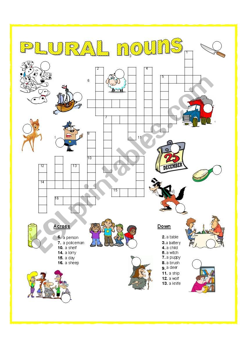 CROSSWORD - PLURAL worksheet