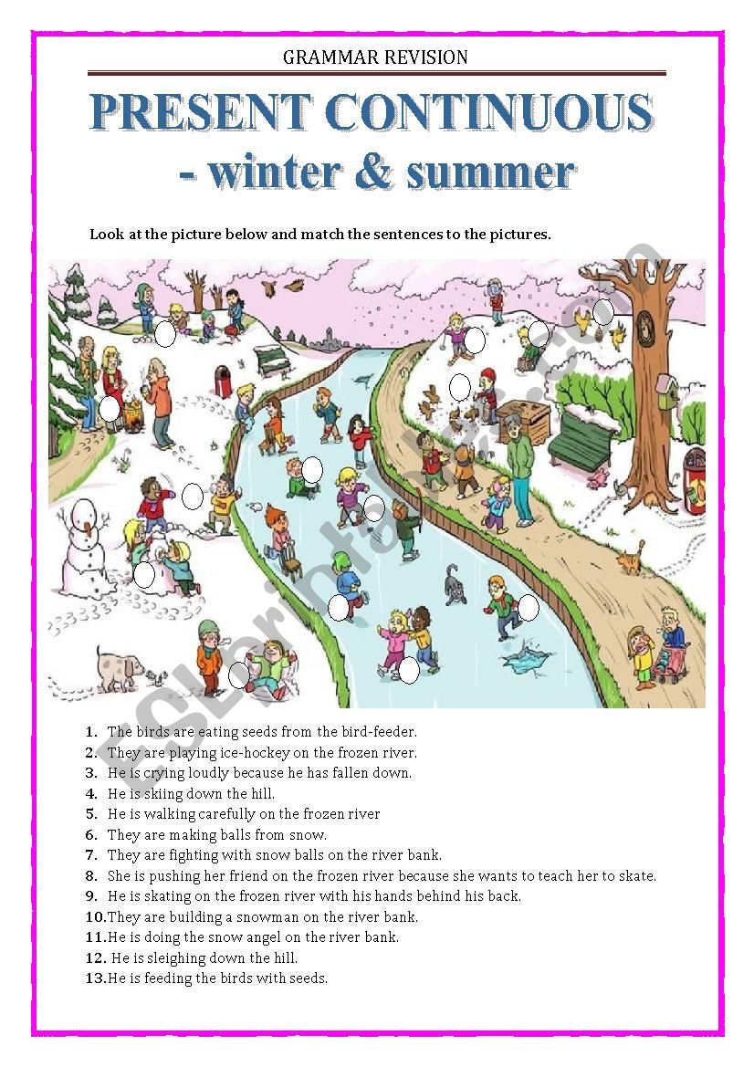 GRAMMAR REVISION - PRESENT CONTINUOUS - WINTER SUMMER