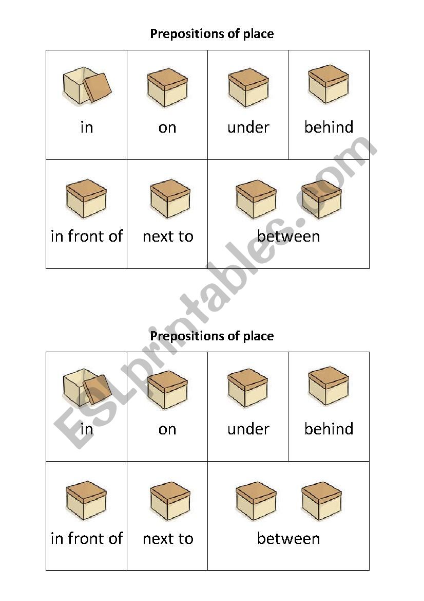 Prepositions of place worksheet