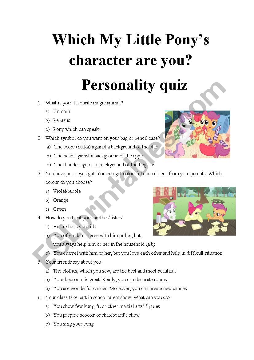 Which My Little Pony’s character are you? Personality quiz part 4 - ESL ...