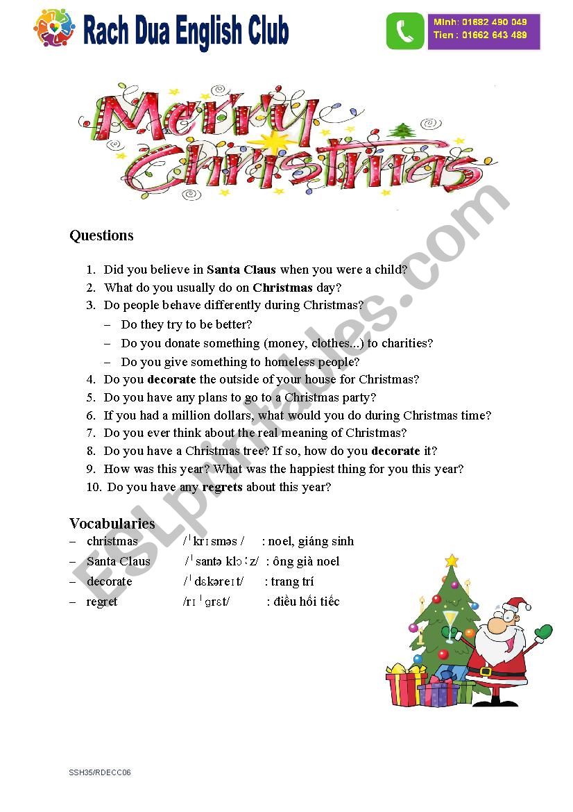 Christmas worksheet