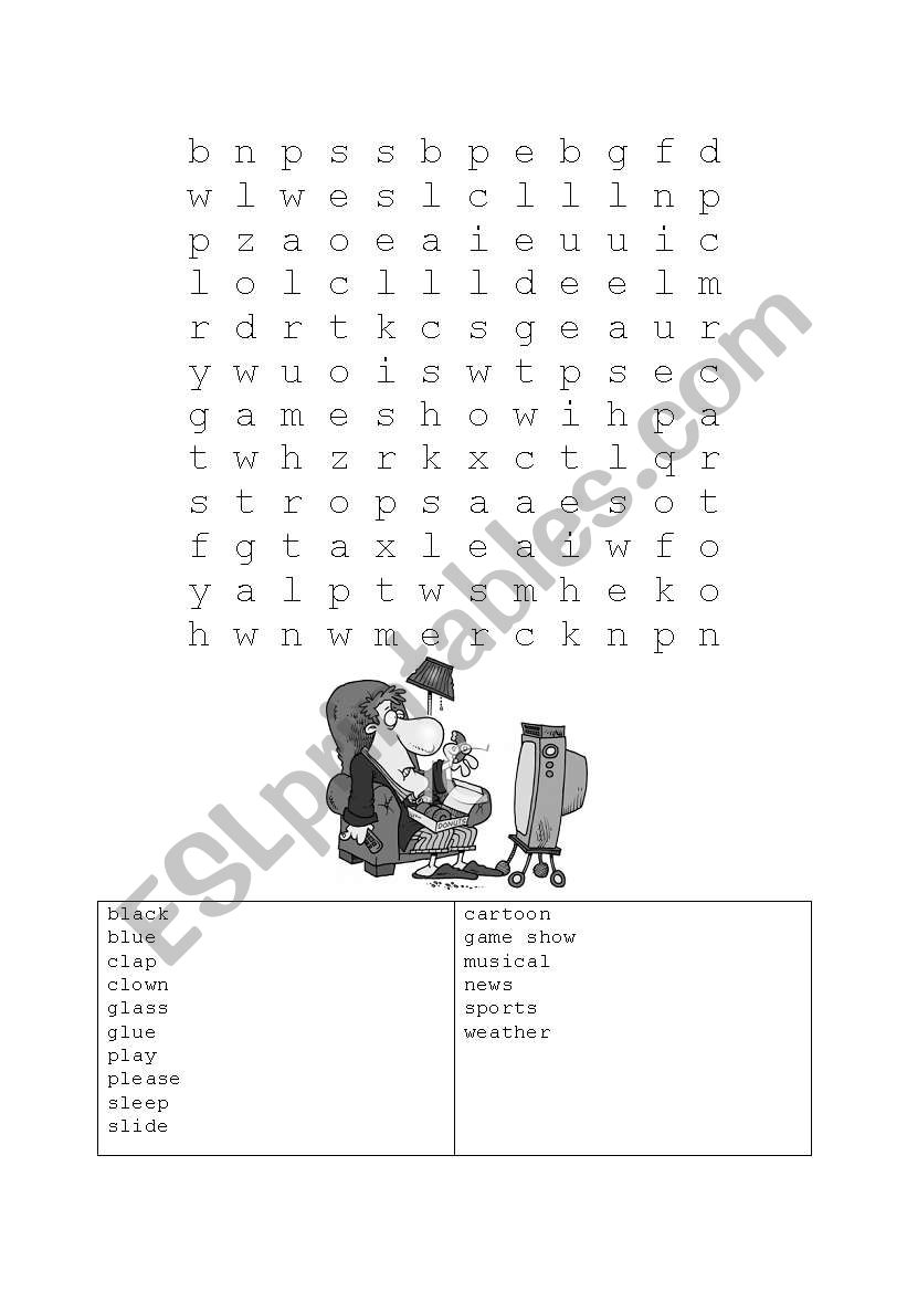 Tv Word Search worksheet